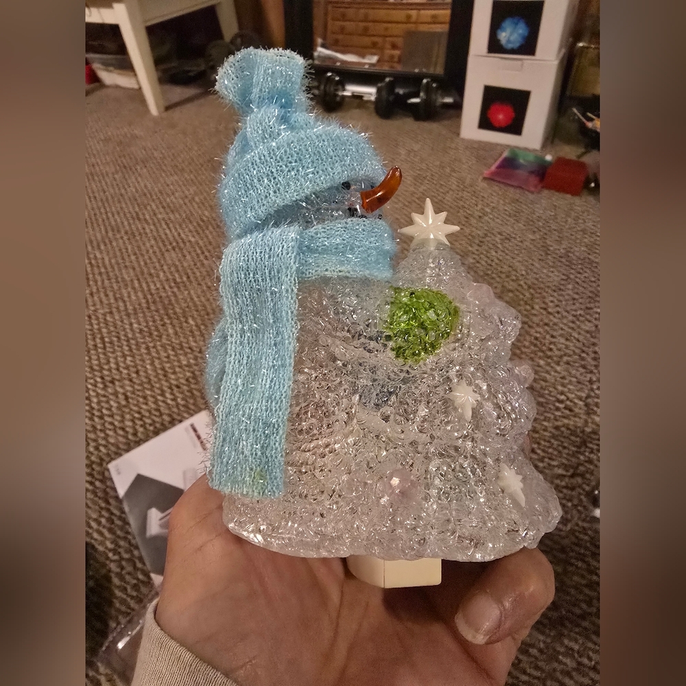Festive Snowman Night Light with Blue Hat